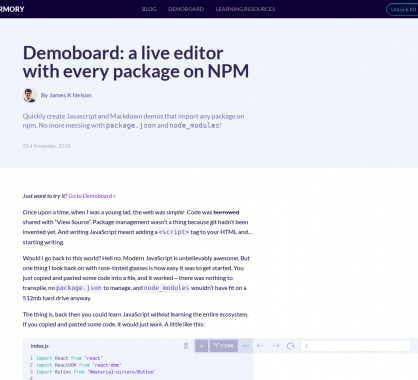 DemoBoard : un éditeur de code live embarquant tous les packages npm 