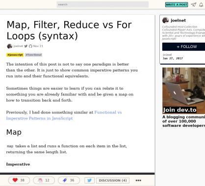 Map, Filter, Reduce vs For 