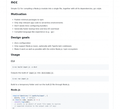 ncc - un outil pour compiler un module Node.js en un seul fichier avec toutes ses dépendances