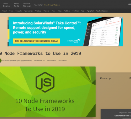 10 frameworks Node.js utilisables en 2019 comparés dans un article