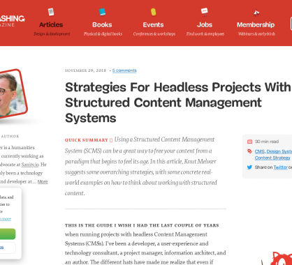 Des stratégies pour des projets headless avec des structured content management  systems