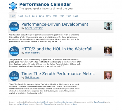 Performance Calendar: le calendrier de l'avent 2018 dédié aux webperfs