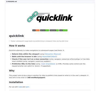 Quicklink: préchargez le contenu des liens du viewport pendant les moments d'idle pour un chargement rapide