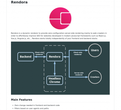 Rendora: un outil pour faire du serverrendering facilement sur des apps JS modernes pour le SEO