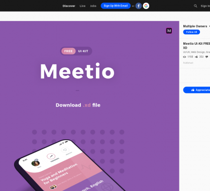 Meetio - Un kit UI au format XD pour vos app mobiles