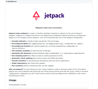 Jetpack : un wrapper de webpack pour faciliter sa mise en place sans configuration