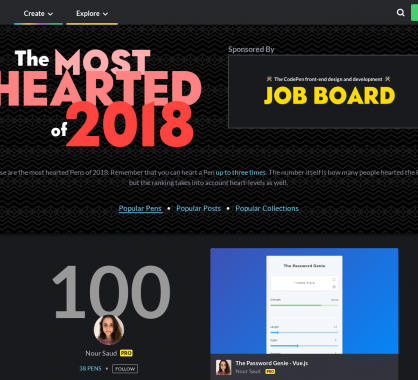 TOP 100 des Codepens les plus likés en 2018