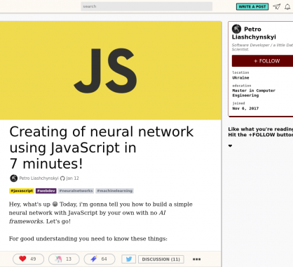 Créer un réseau neuronal en Javascript en quelques minutes