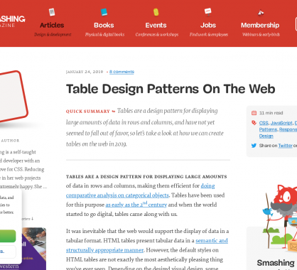 Les design patterns de tableaux dans le web