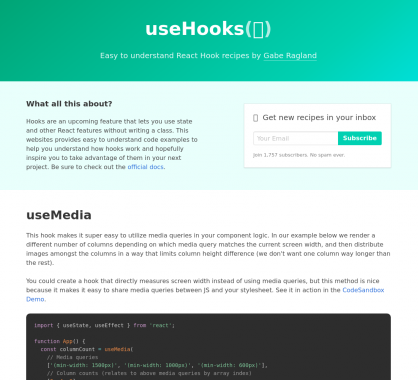 useHooks - des exemples concrets d'utilisation des hooks React.js