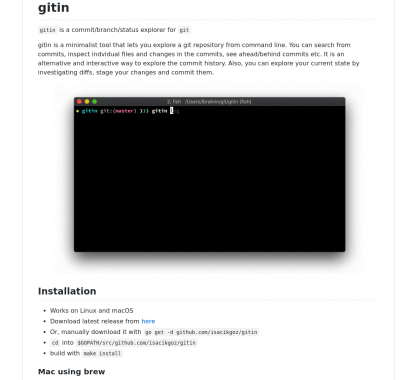 Gitin : un outil en console pour explorer vos commits, status et branches GIT