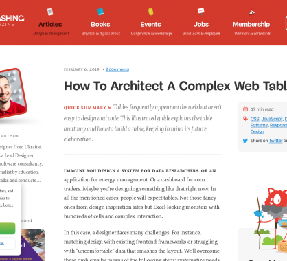 Comment architecturer et designer des tableaux de données complexes pour le web