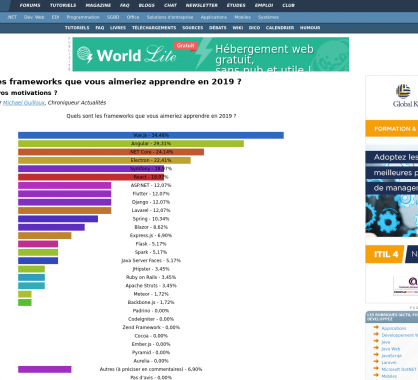 Quels sont les frameworks que vous aimeriez apprendre en 2019 ? (sondage)