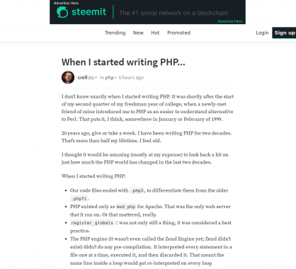 Quand j'ai commencé à développer en PHP ... il y'a 20 ans