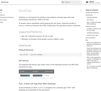 DeskGap : un framework pour créer des applications desktop cross-OS avec des technos web