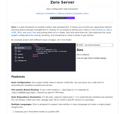 Zero Server : serveur web sans configuration pour NodeJS / Reactjs