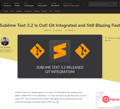 Sublime Text sort sa version 3.2 avec l'intégration de GIT