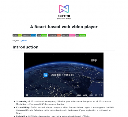 Griffith: un player vidéo web basé sur React
