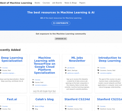 Une collection de ressources dédiées au Machine Learning