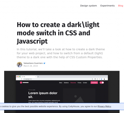 Créer un switch de thème dark/light pour site web en CSS et JS