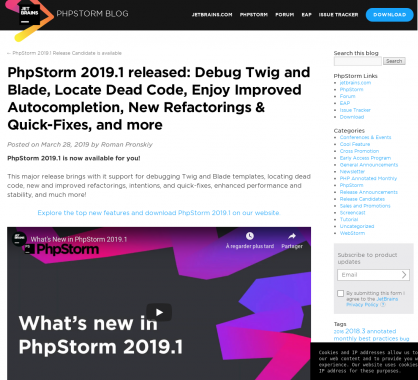 PhpStorm 2019.1 est sorti avec debug de templates non compilés, détection de code mort ...