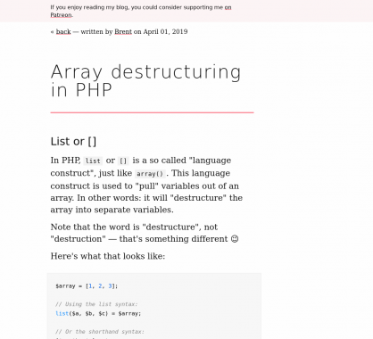 Déstructuration de tableaux en PHP