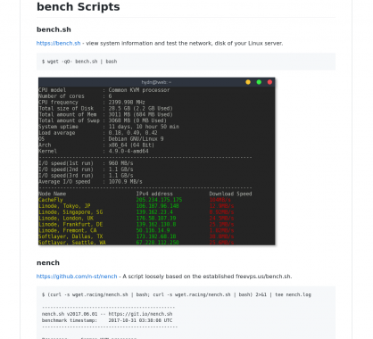 Une collection de script de benchmark de serveurs Linux