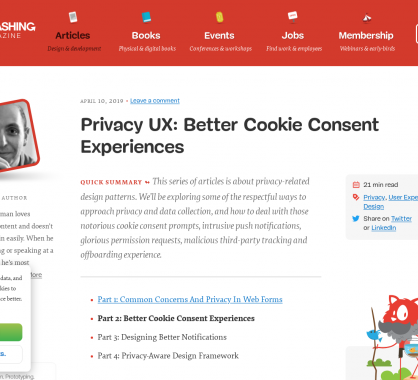 Privacy UX : de meilleures expériences pour les cookies consent