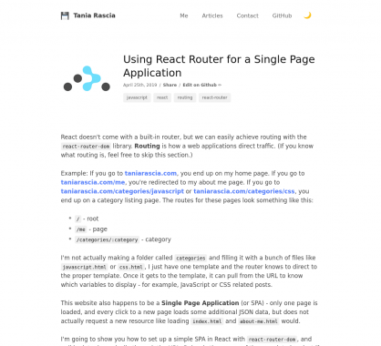 Utiliser React Router pour un projet de Single Page App