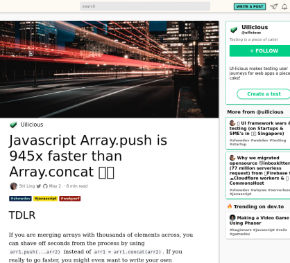 Array.push vs Array.concat en Javascript, un benchmark complet