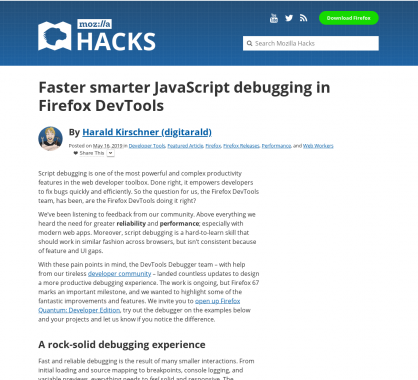 Du debug Javascript plus rapide et intelligent sur grâce au DevTools Firefox