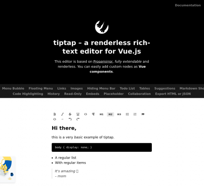 Tiptap : un éditeur WYSIWYG pour Vue.Js moderne et complet