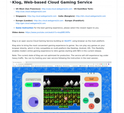 Klog: un service de gaming cloud web-base développé en Go