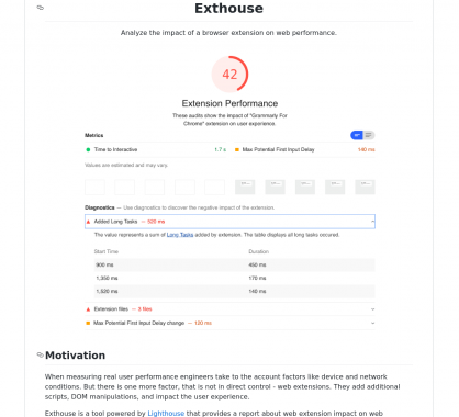 Exthouse : un outil pour contrôler les performances web d'une extension navigateur