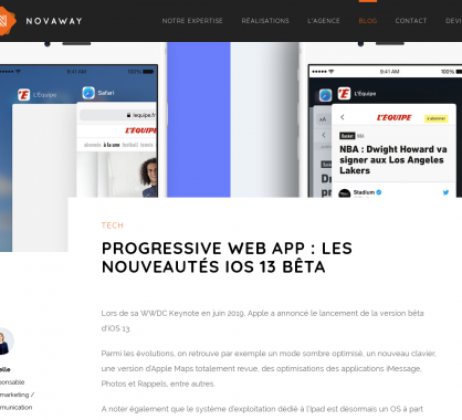 Les nouveautés pour les PWA sur IOS 13 beta