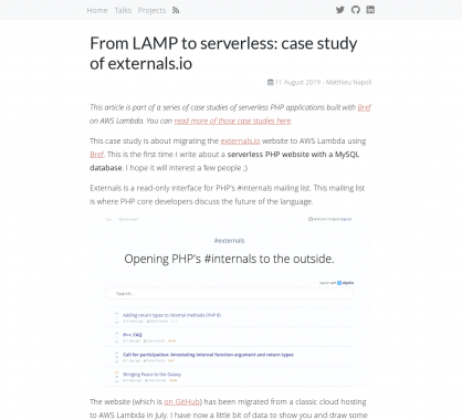 Retour d'expérience d'un projet LAMP vers du Serverless