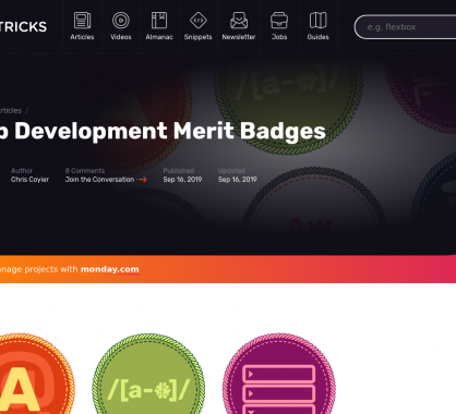 Une collection de badges pour les succès des développeurs web