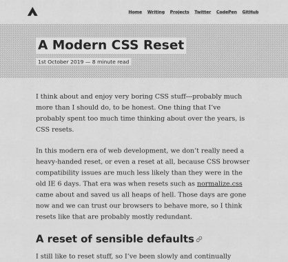 Un reset CSS moderne