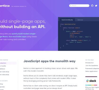 Inertia : créez des apps monolithiques React ou Vue avec un routing backend