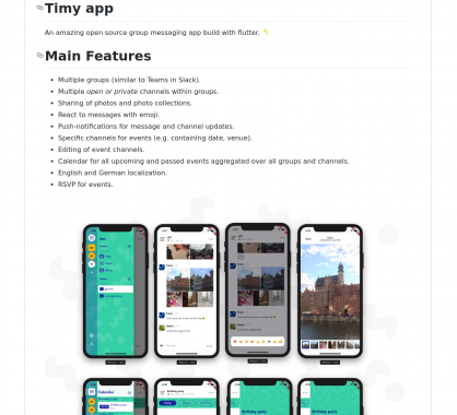 Timy app : une application de messagerie de groupe opensource développée en NodeJs et Flutter