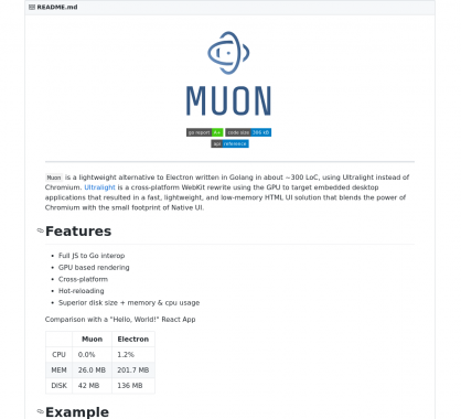 Muon : une alternative à Electron plus performante basée sur le moteur Webkit UltraLight