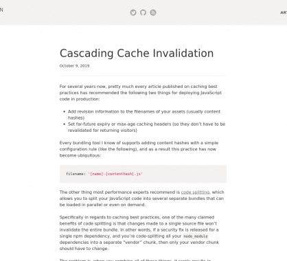 Invalidation de cache en cascade en Javascript