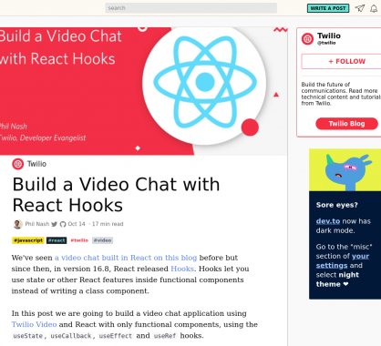 Créer un chat vidéo avec les hooks React