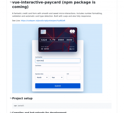 Un formulaire de carte de crédit interactif très intuitif en Vue.js