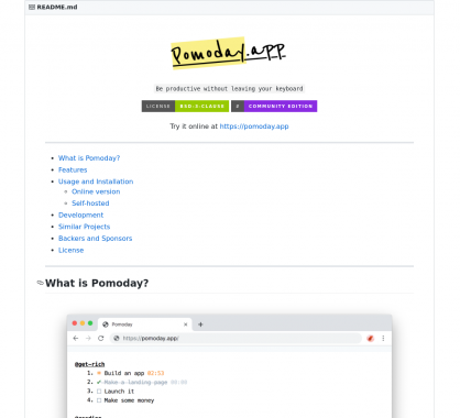 Pomoday app : une todo list web gérée uniquement au clavier