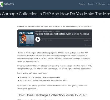 Comment fonctionne la Garbage Collection en PHP ?