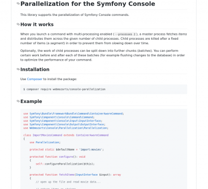 Parallélisation de commandes Symfony Console