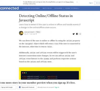 Détecter les statuts online / offline en Javascript