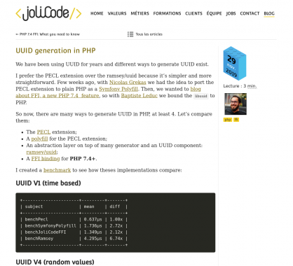 Un benchmark de génération d'UUID en PHP et sur Symfony