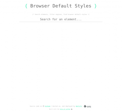 Une liste des styles par défaut des éléments HTML par navigateur